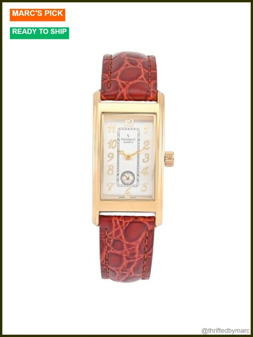 Vintage Classic Wrist Watch - Curved Stainless Steel Case with Genuine